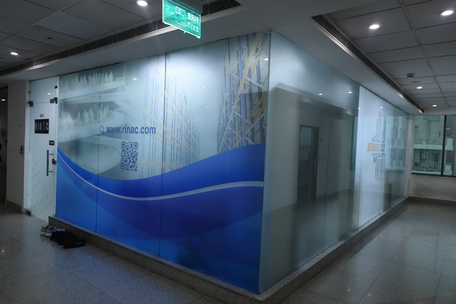 Rinac Chandigarh office branded entrance — WorkNook Ground, Zirakpur